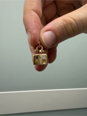 M Hisae x Okay Fine Limited Edition 14k Gold Gemstone Tetra Tablet Pendant